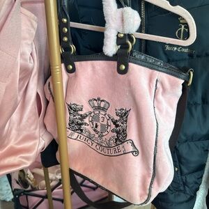 Juicy Couture Light Pink Velvet Tote with Crest